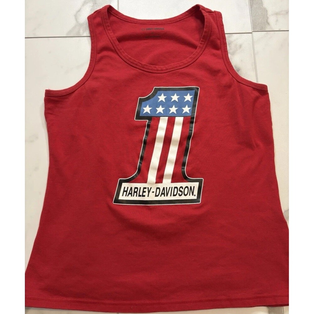 Harley Davidson Classic #1 Sleeveless Tank Red Women XL